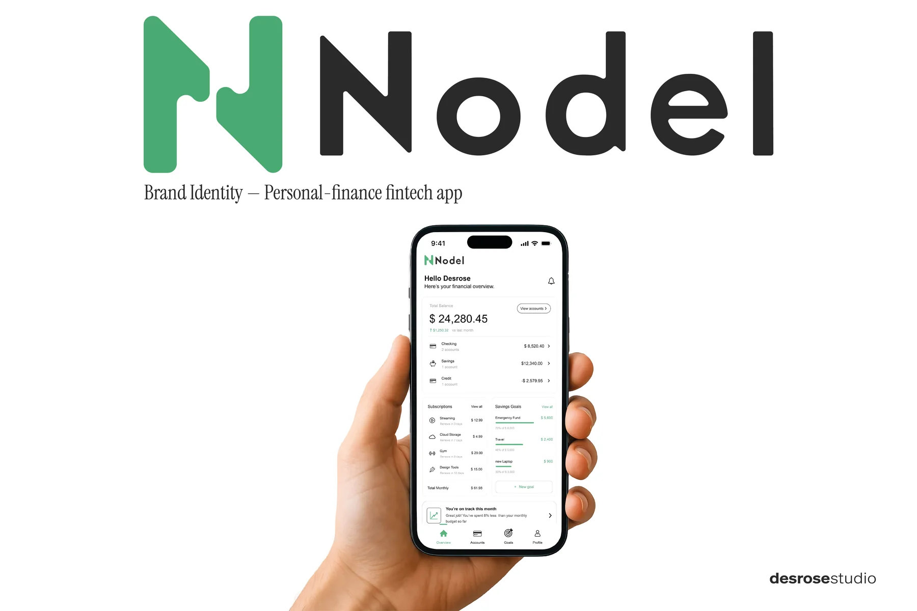 Nodel, personal-finance app. Cover of the case study.
