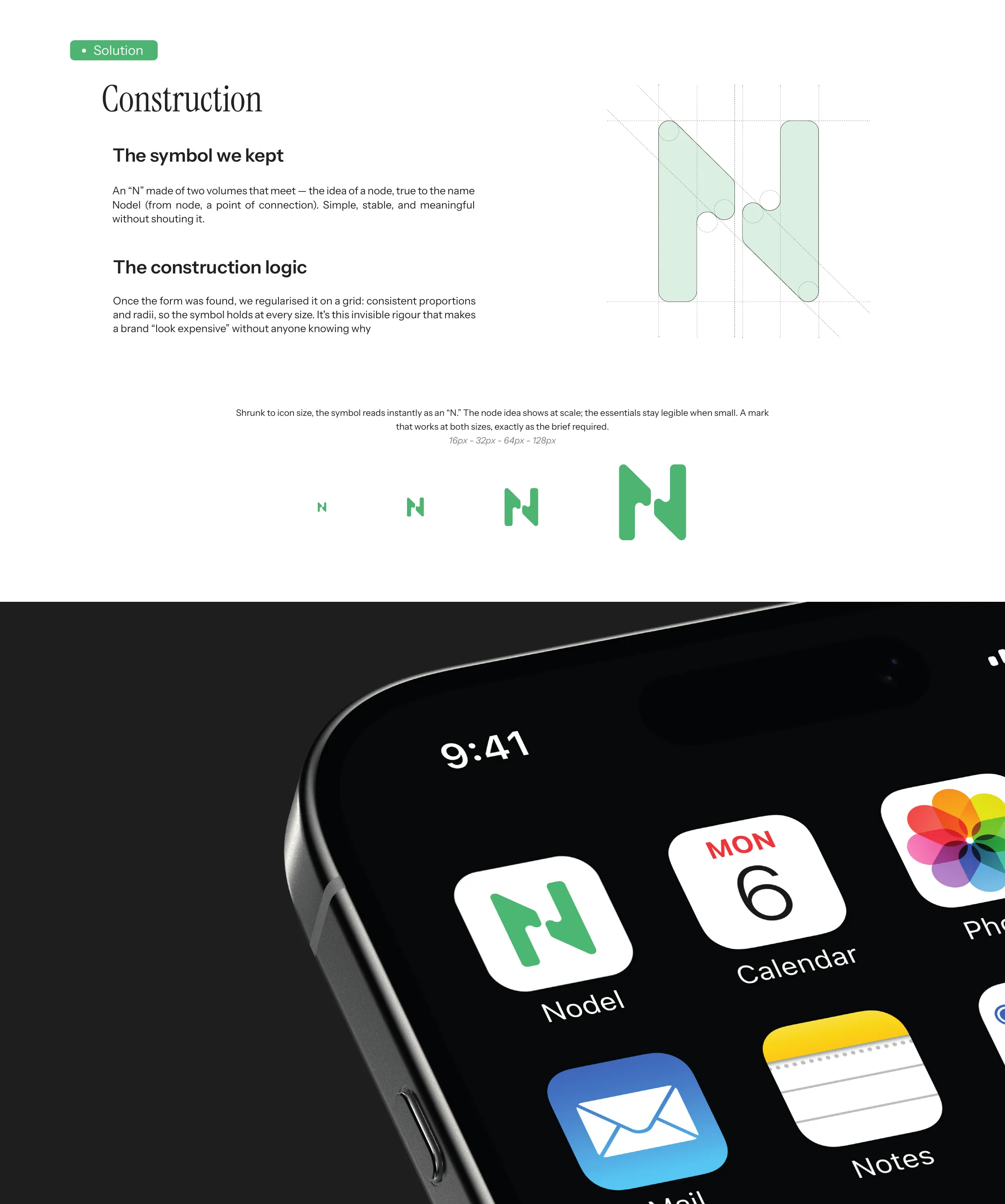 Board 6 of 14. Construction of the symbol, and the app icon.