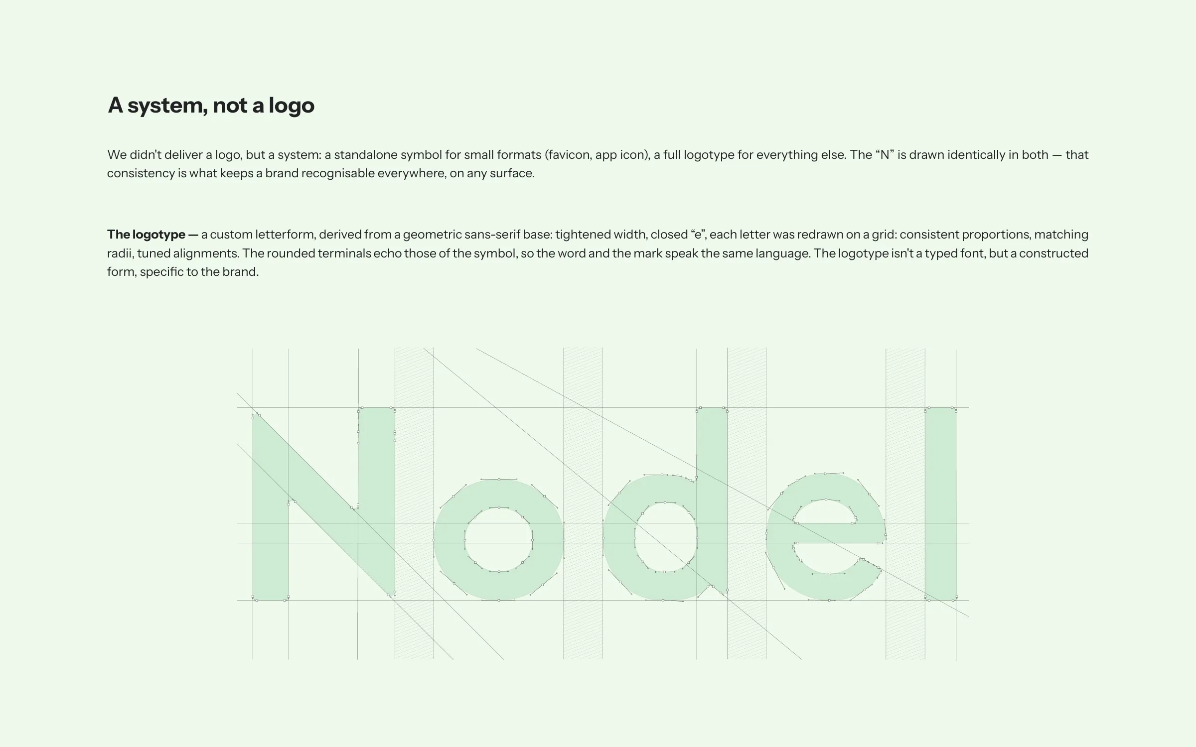 Board 7 of 14. The logotype on its construction grid.
